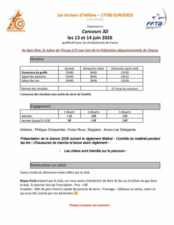 Concours 3D 13-14 juin 2026
